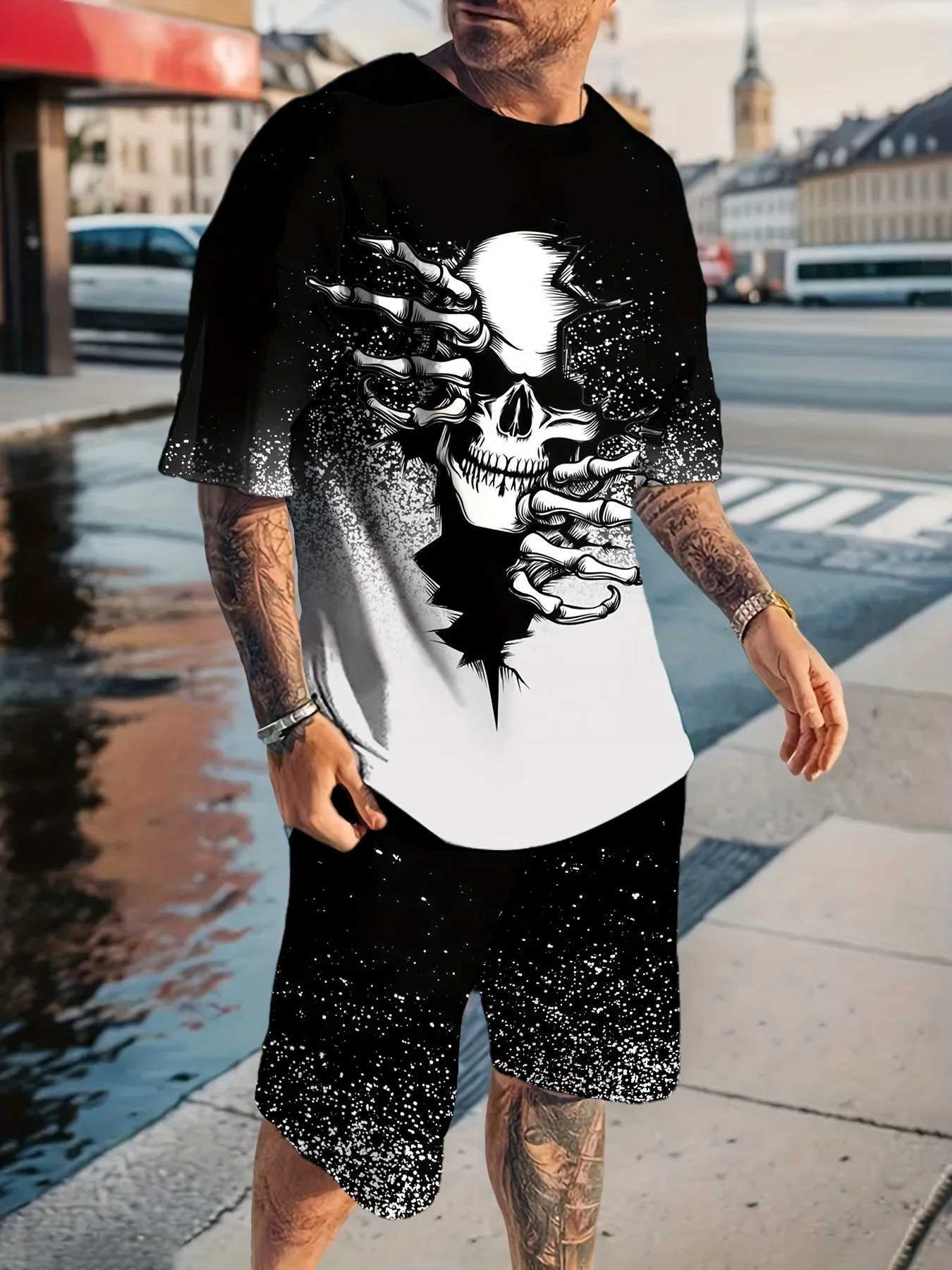 Luxury Teddy Bear Printed Mens T-shirt Set for Summer Casual Daily Mens Short sleeved Top Outdoor Street Mens Shorts W250211