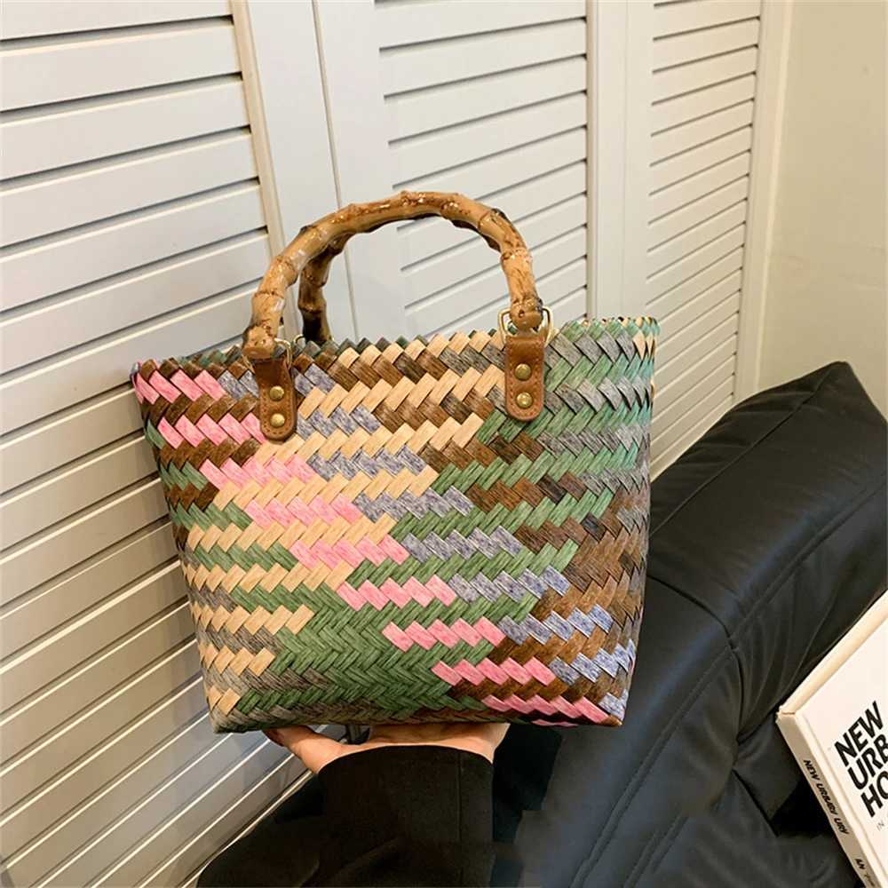 Imitati Rattan Womens Bohemian Handbag Summer Beach Large Capacity Shoulder Bag 2024 New FiXJ250412
