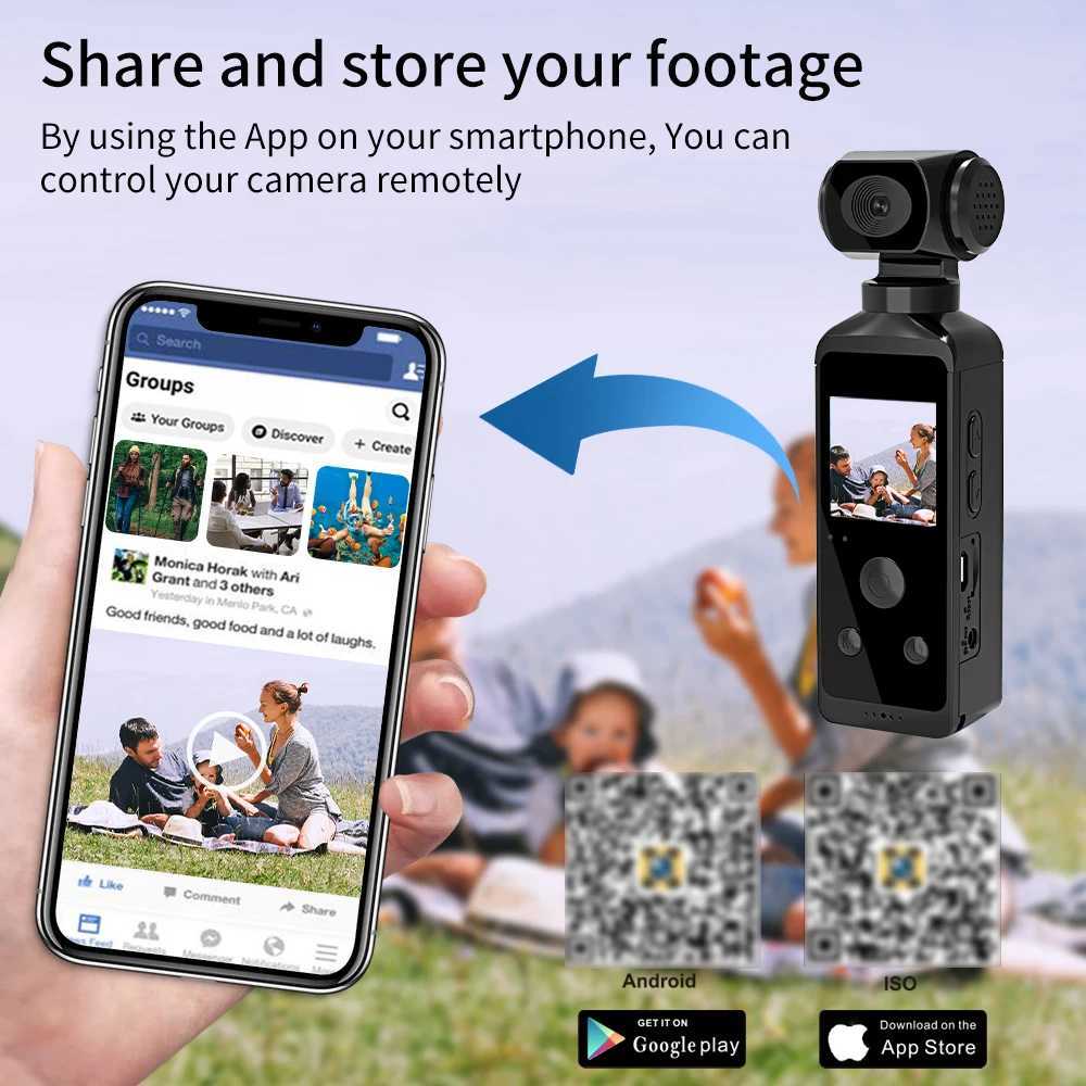 4K 1080P Pocket Camera HD Camera 1.3-inch LCD Screen 270 Rotating Wifi Mini Sports Camera with Waterproof Case Sports Camera X250210