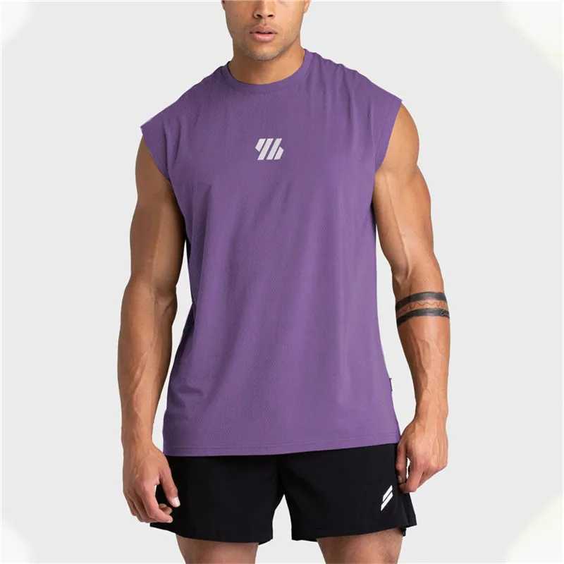 Summer Fitness Tank Top Mens Fitness Sleeveless Sports Tank Top Fashion Fast Drying Fitness Running T-shirt Casual Breathable Mens Shirt W250417
