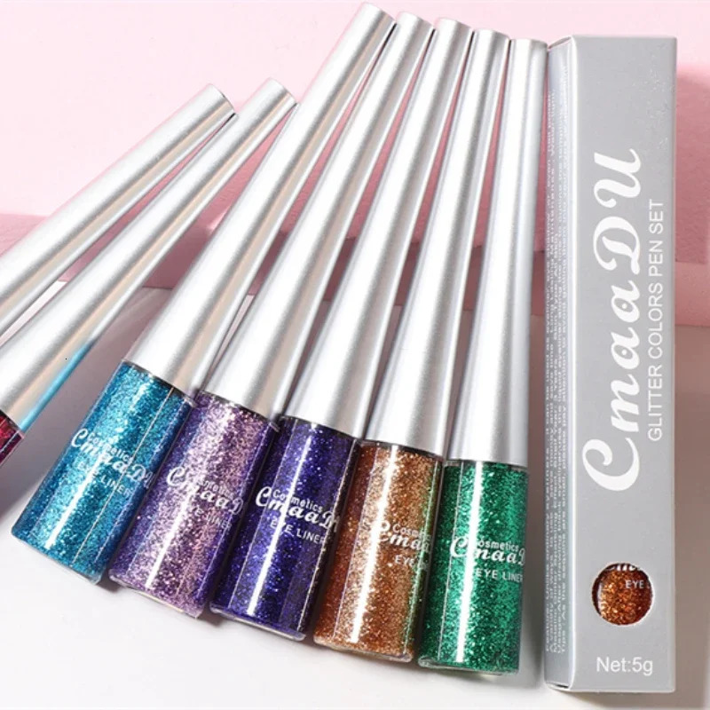 1PC Liquid Shiny Eye Liners Pigment Silver Green Gold Glitter Professional Waterproof Eyeliners Beauty Cosmetics Women Makeup 250113