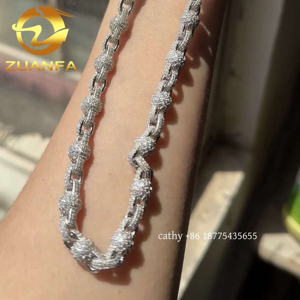 Wholesale Price Sier 8Mm Moissanite Ball Chain Hip Hop Jewelry Iced Out Cuban K New Fashion Rapper Chain