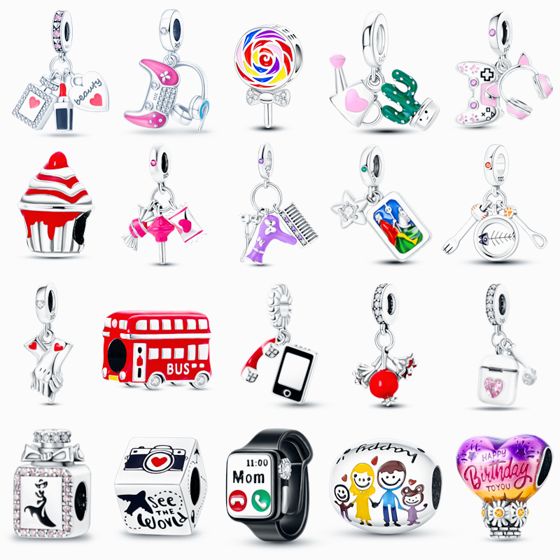 2024 New Charms 925 Sterling Silver Ice Cream Lollipop Colorful Hot Air Balloon Charms Bead Fit For S925 Snake Bacelet DIY