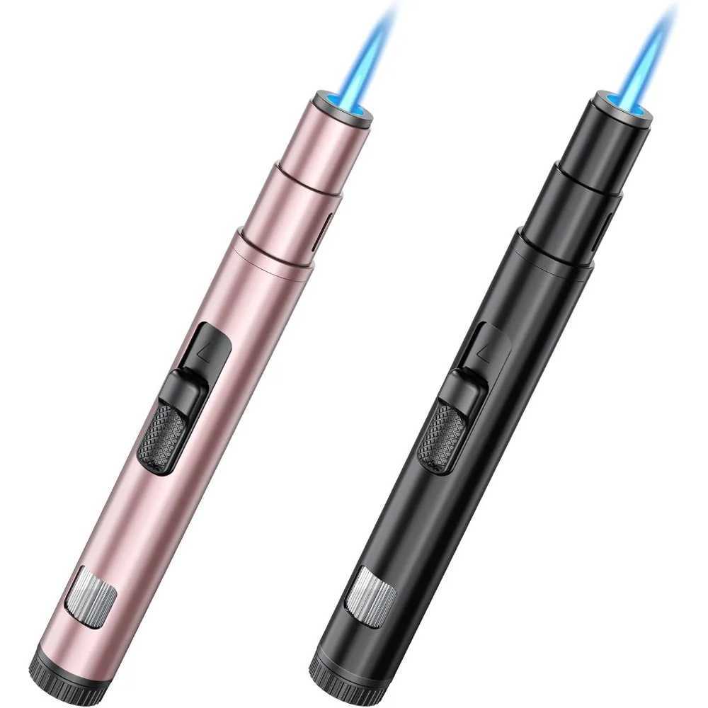 Lighter Windproof Adjustable Jet Flame Butane Refillable Torch Flame Lighter 2 Pack - Butane Not Included Y250210