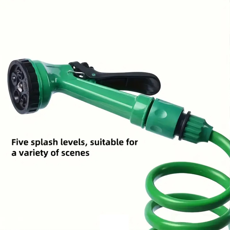 Flexible Garden Spiral Hose by Globe Includes Versatile 7-in-1 Gardening Nozzle, 15 Meters Length
