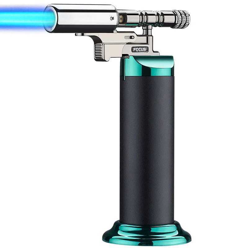 Powerf Windproof Blue Flame Jet Torch Gas Lighter Outdoor Cigar Barbecue Cooking Kitchen Butane Refillable Metal Welding Gun Y250210