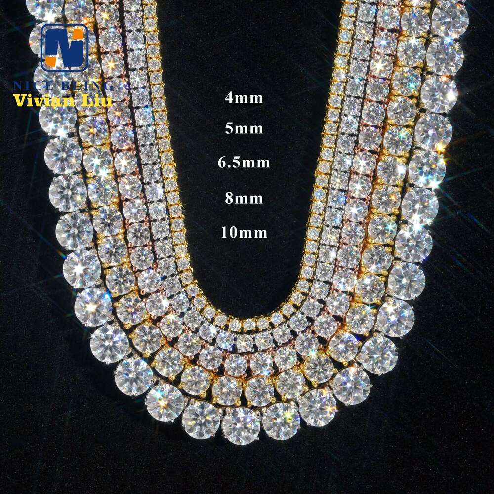 Wholesale Price Sterg Sier Bracelet Necklace Vvs Moissanite Hip Hop Jewelry Iced Out Dia Tennis Chain