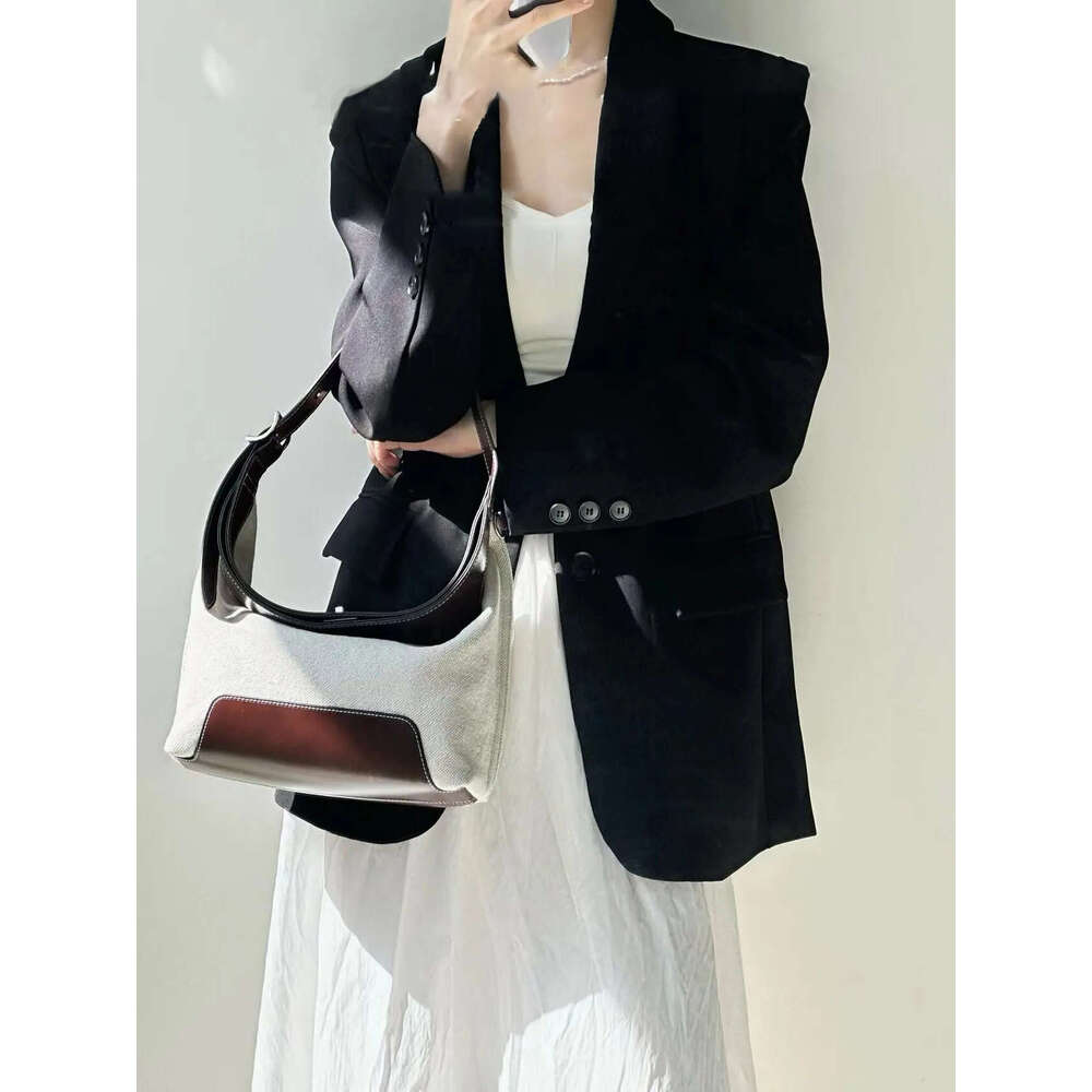 Women's Bags Small niche design color blocking patchwork canvas bag women's bag new fashion trend shoulder bag canvas crossbody women's