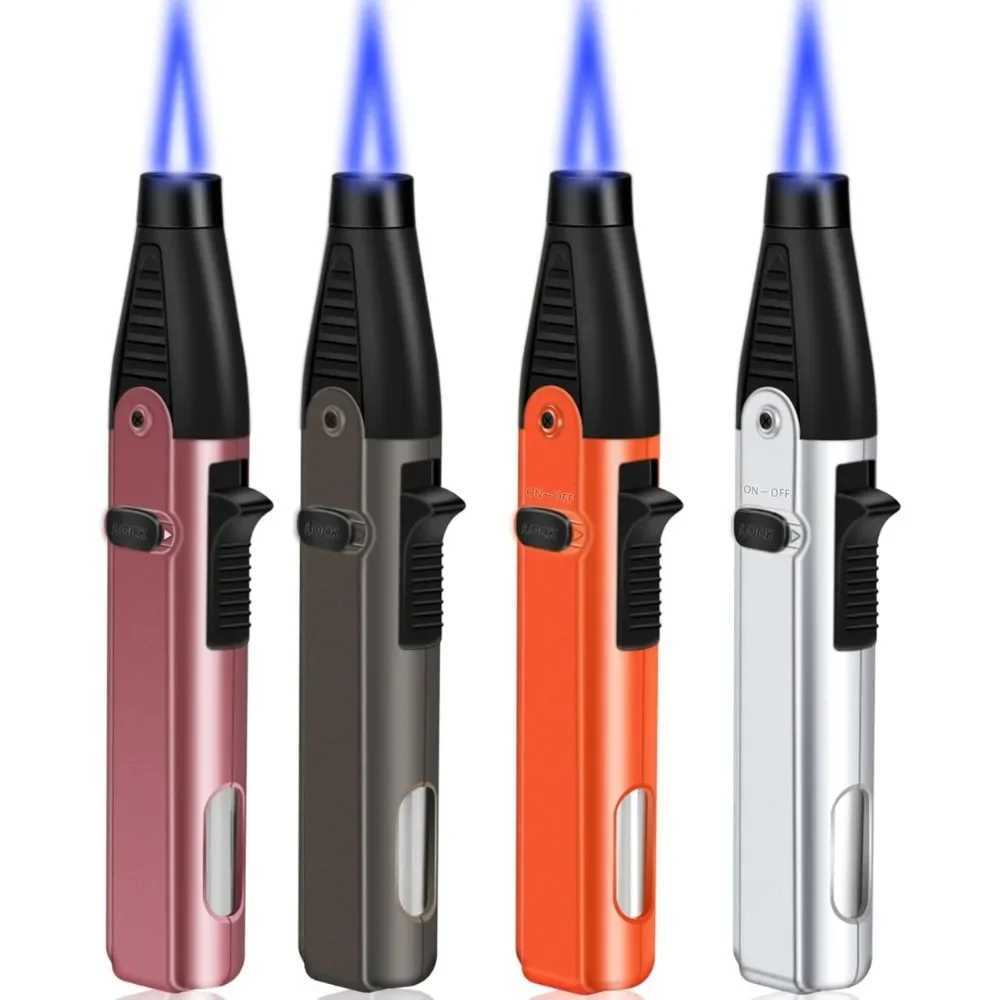 Butane Lighter Torch Lighter with Adjustable Jet Flame Windproof Refillable Gas Lighter for Candle Grill BBQ Fireworks FireplaceT250211