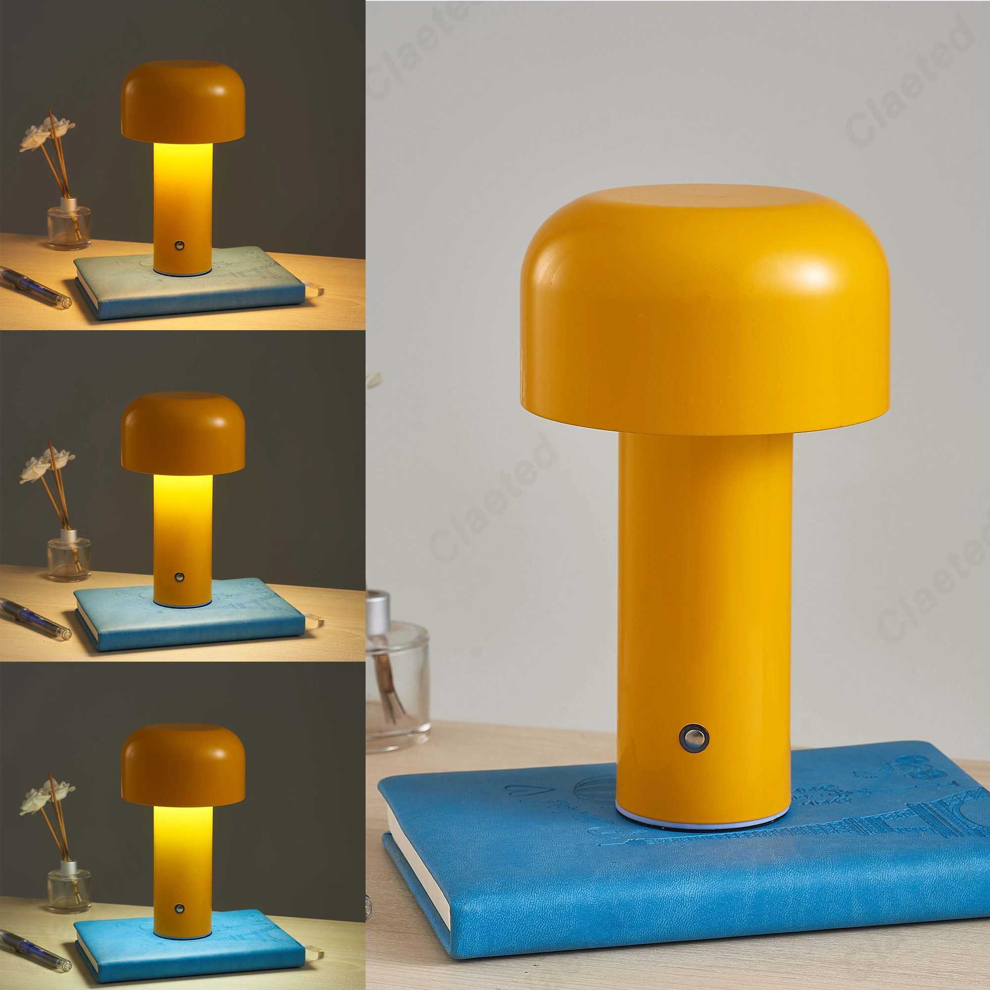 Italian Designer Mushroom Table Lamp Night Light Portable Cordless Touch Rechargeable Decor Lamp USB Bedside Lamp Desktop Lamp Z250211