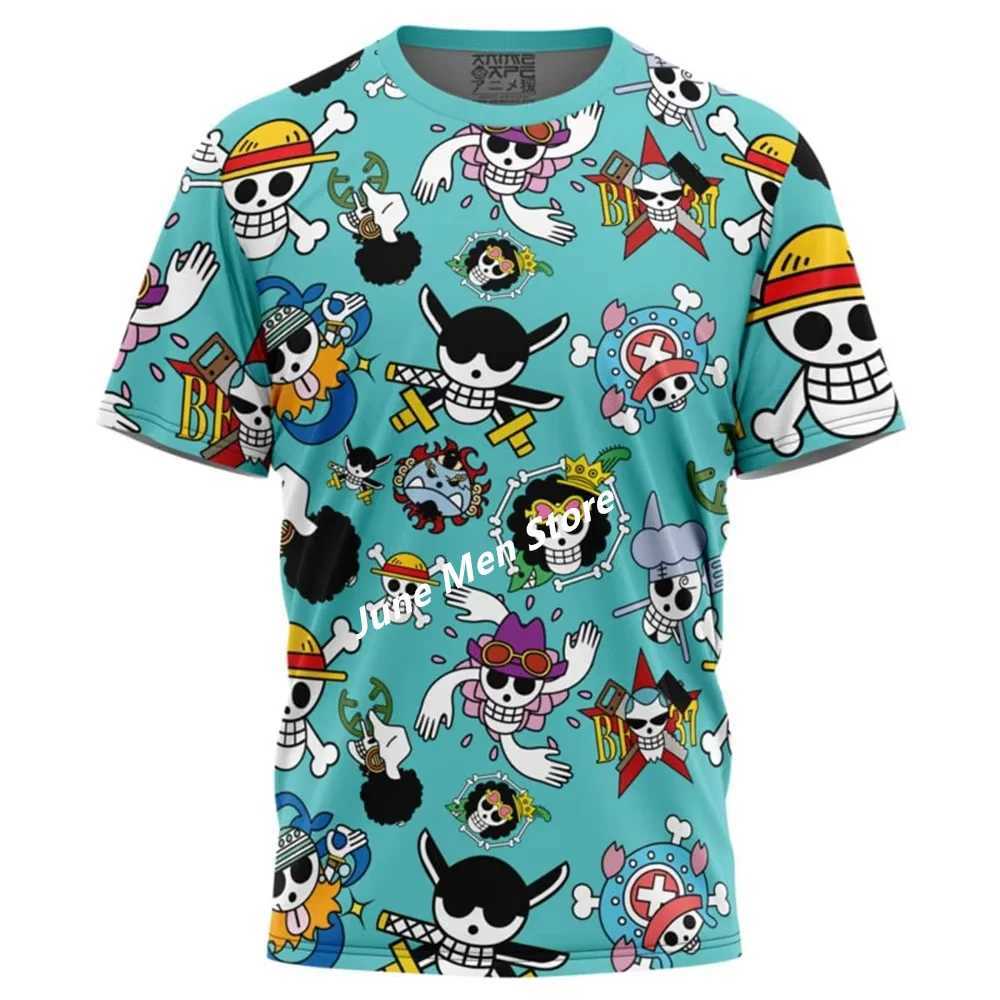 (Uniqlo New 3D digital Printing Japanese anime One Piece Summer Mens T-shirt children Street Leisure fashion Top Men ClothingXJ250211
