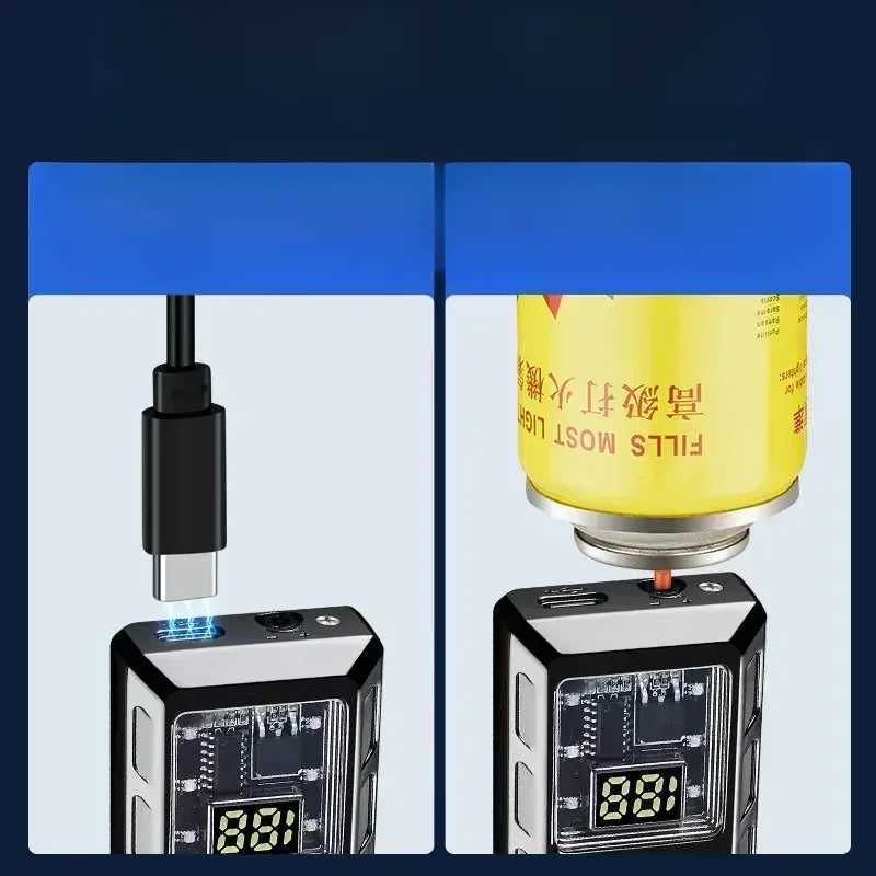 2024 Rechargeable Piezo Pse Windproof Cigar Cigarette Lighter Jet Butane Torch Gas Two Types Flames Lighters Smoking Accessory Y250210