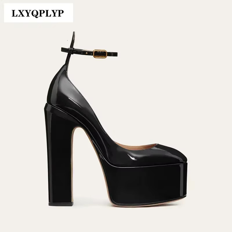 2024New Brand Women's Super High Heel Fashion Thick Sole Leather Bridal Wedding Party Shoes Women Summer