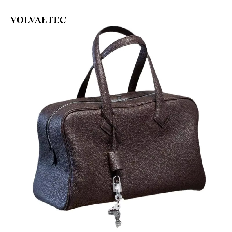 VOAETEC High Quality First Layer TC Cowhide Boston Baommuter Travel Light Large Capacity Handbag Casual Versatile - view 3