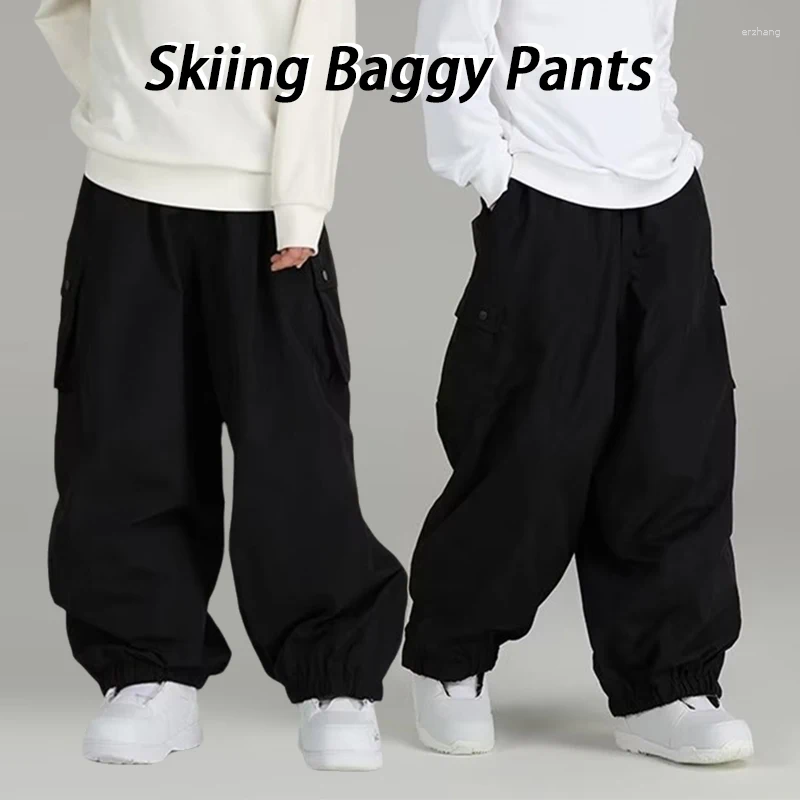 Men Skiing Baggy Pants Warm Casual Loose Skying Ski Sports Trousers Winter Outdoor Waterproof Snow Snowboard Clothes