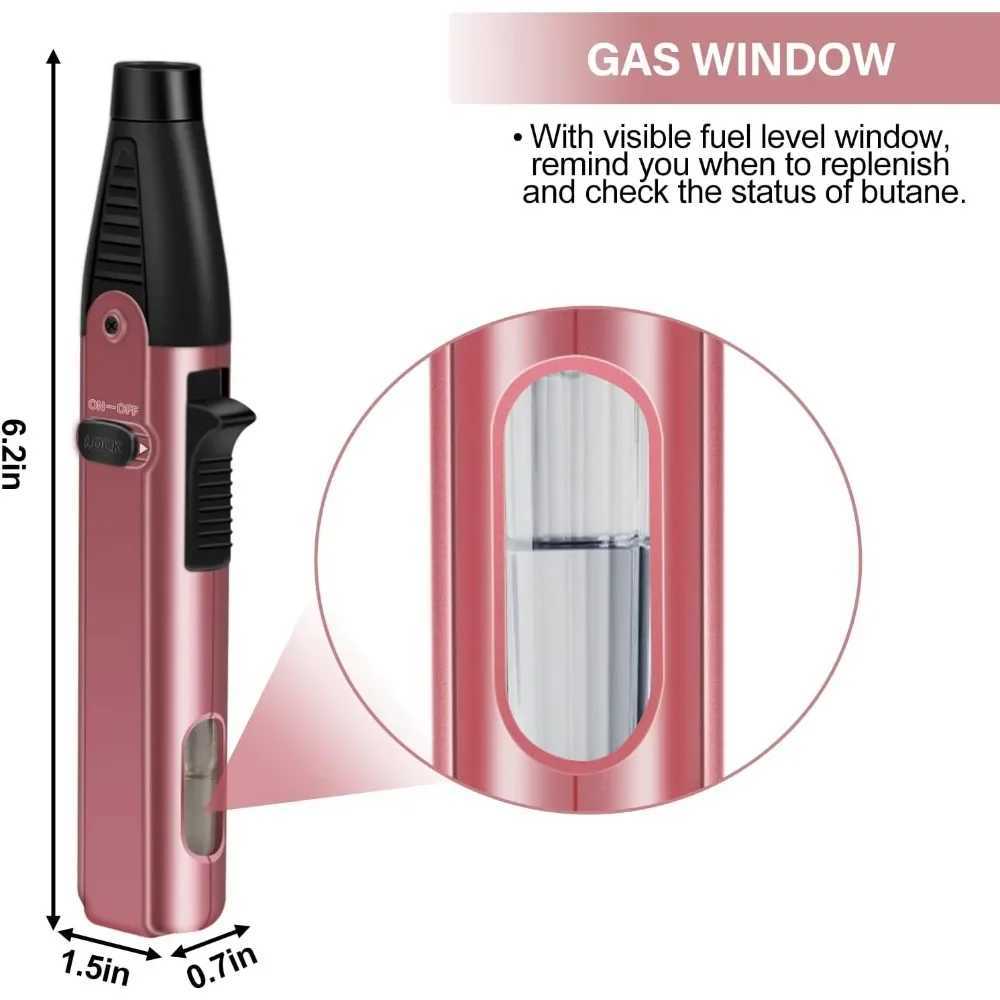 Butane Lighter Torch Lighter with Adjustable Jet Flame Windproof Refillable Gas Lighter for Candle Grill BBQ Fireworks FireplaceT250211
