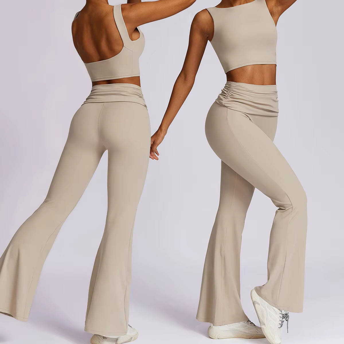 2024 New Yoga 2pcs Seamless Woman Sportswear Sport Outfit High Waist Leggings Set Top Female Vest Gym Fiess Clothing