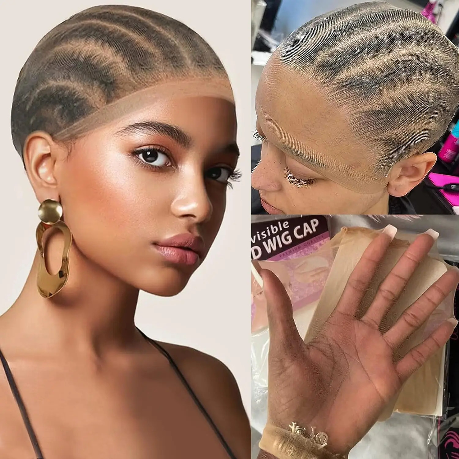 Wholesale 1510 Pack Invisible HD Wig Cap For Lace Front Wig Transparent Wig Cap for Wig Stocking Wig Caps For Women 250113