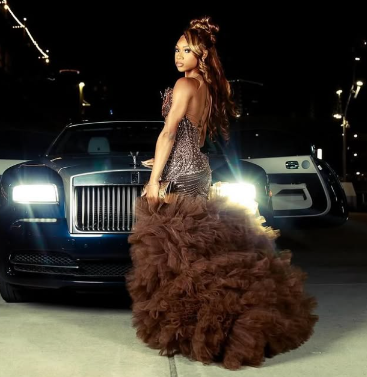 Stunning brown mermaid prom dress black sheer jewel neck beaded crystal evening elegant tiered ruched skirt split African formal dresses for women