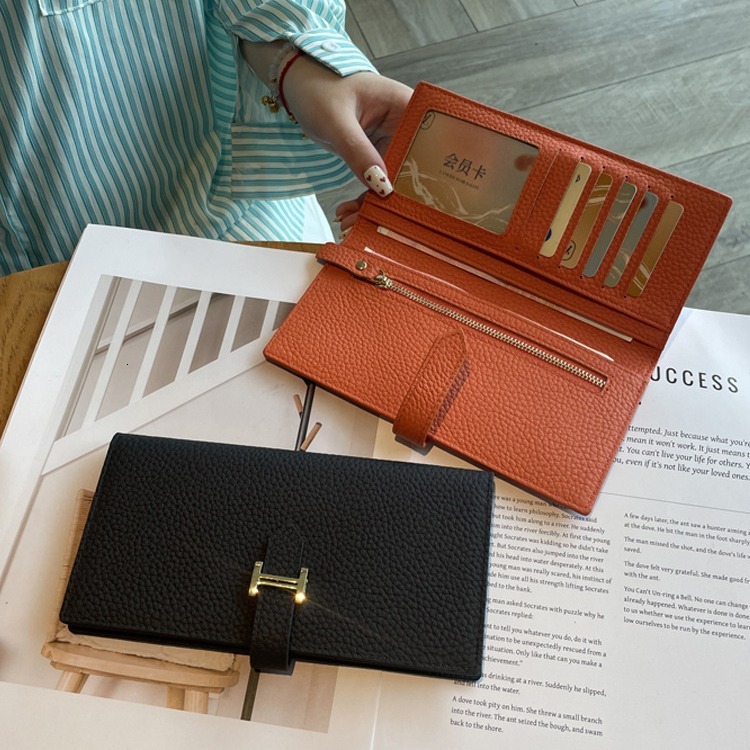 Long women's 2025 new solid color large capacity multifunctional folding high-end leather phone wallet swissmilitary