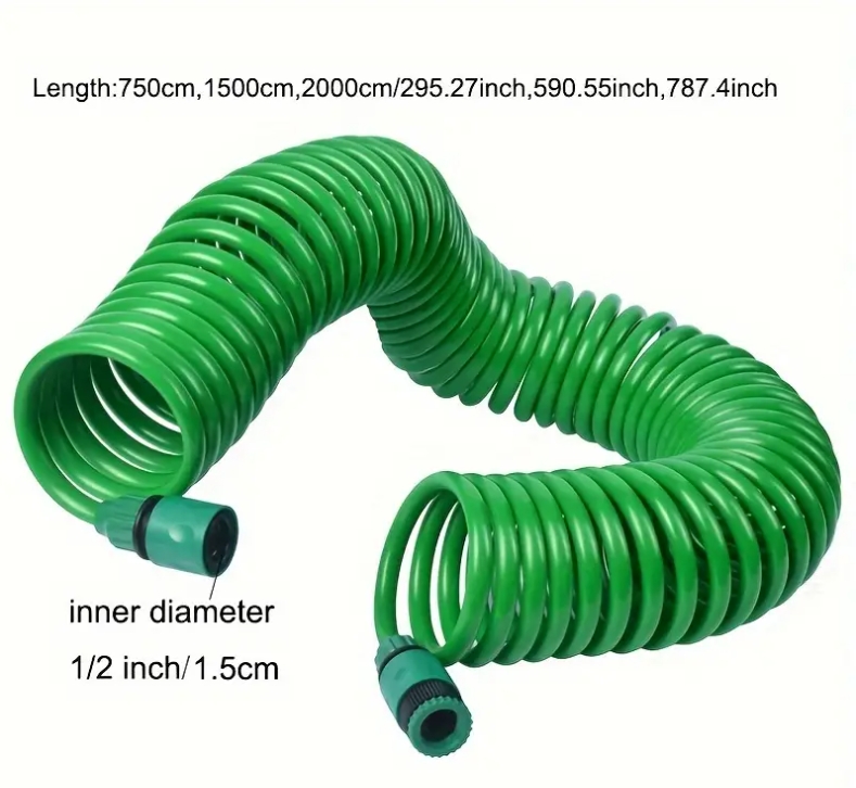 Flexible Garden Spiral Hose by Globe Includes Versatile 7-in-1 Gardening Nozzle, 15 Meters Length