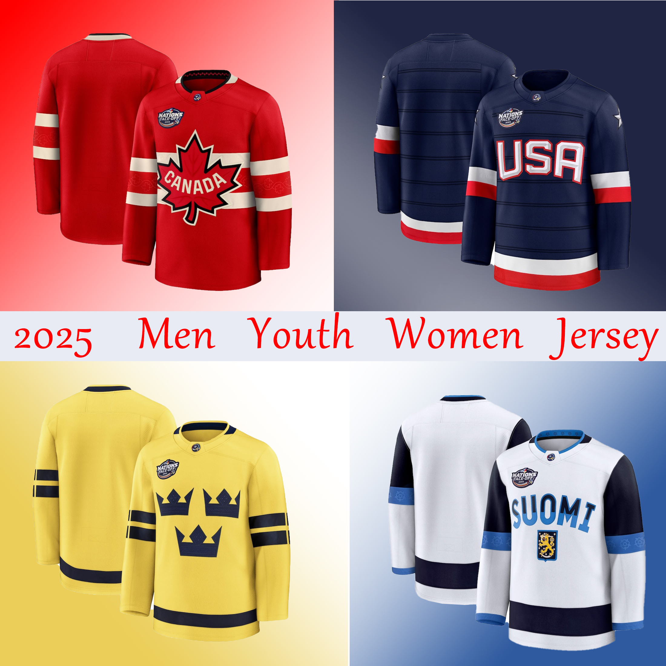 Team Canada 2025 4 Nations hockey jersey Sidney Crosby Nathan MacKinnon Cale Makar Brayden Point Brad Marchand Hockey Jersey