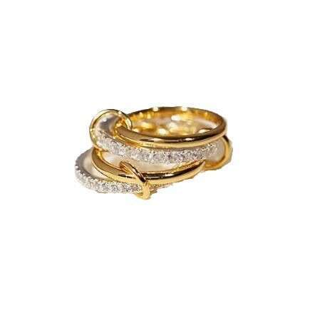 New Stacked Cubic Zirconia Ring Vacuum Gold Plated Personalized Diamond Jewelry