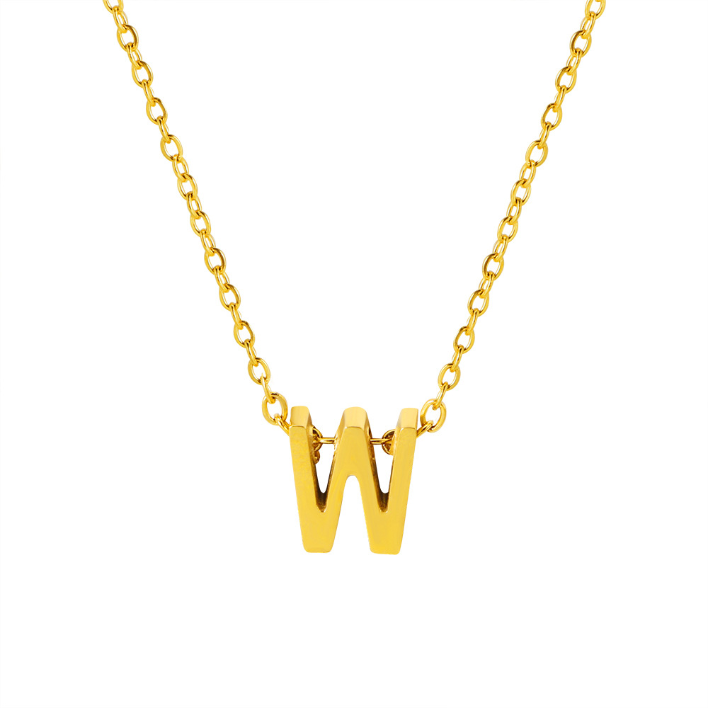 Elegant 18K Real Gold Plated Stainless Steel Capital Letter Pendant Necklace for Women Ladies Exquisite Necklace Jewelry Gift for Valentine's Wed