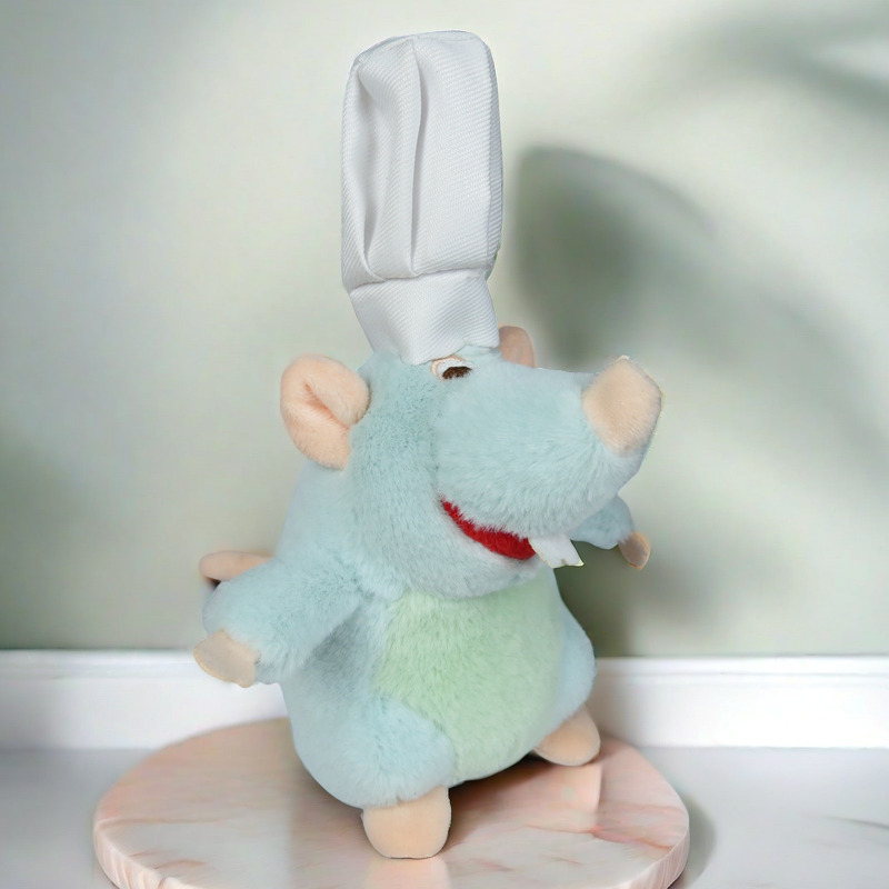Cuddly Furry Cook Mouse Plush Ornament - Fun Keyring Accessory