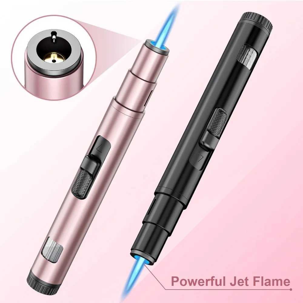 Lighter Windproof Adjustable Jet Flame Butane Refillable Torch Flame Lighter 2 Pack - Butane Not Included Y250210