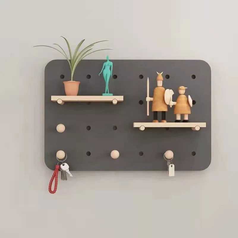 Storage Holders Racks Meter Cover Modern Decorative Boards Electric Box Hidden Nordic Pegboard Wooden Boards Shelf Rack Wall Decorations Living Room C