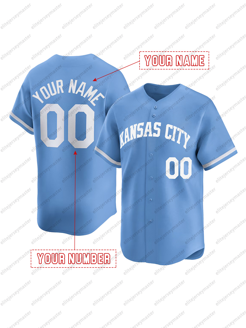 7 Bobby Witt Jr. 55 Cole Ragans Custom Baseball Jersey Salvador Perez Stitched Personalized Customized Jerseys Vinnie Pasquantino Custom Any Number Na