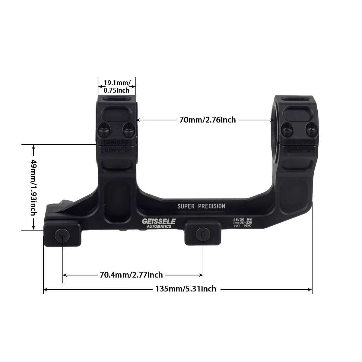 GEISSELE Cantilever. 5.93 Rifle Range Installation High Profile Picatinny Track Base Rifle 25.4mm 30mm AK Side Gun Sight AR5W250211