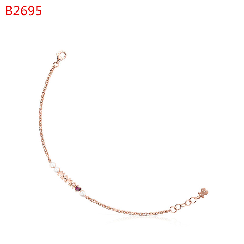 Fashion Women Girls Silver Rose Gold Stainless Steel Round Bear Mama Chain Bracelets Jewelry Pulsera A Gift
