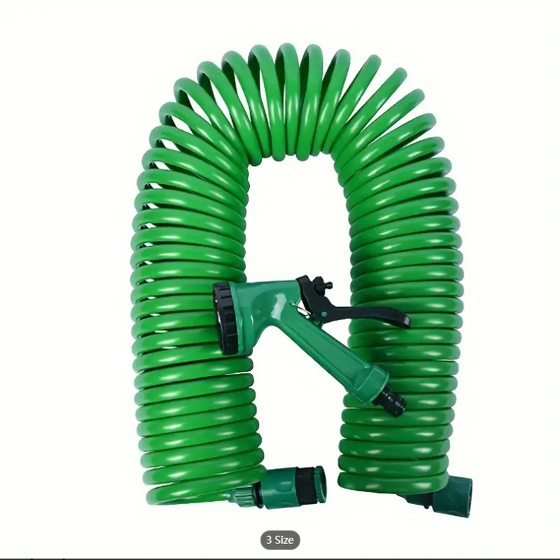 Flexible Garden Spiral Hose by Globe Includes Versatile 7-in-1 Gardening Nozzle, 15 Meters Length