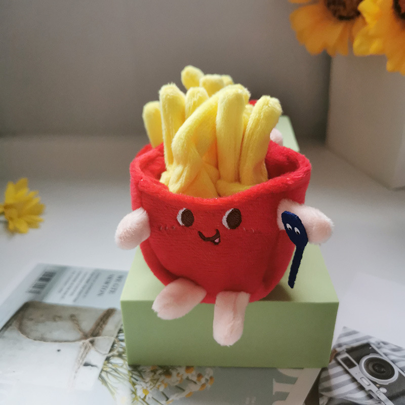 Cute Plush Burger Fries Keychain - Toy Accessory for Bags