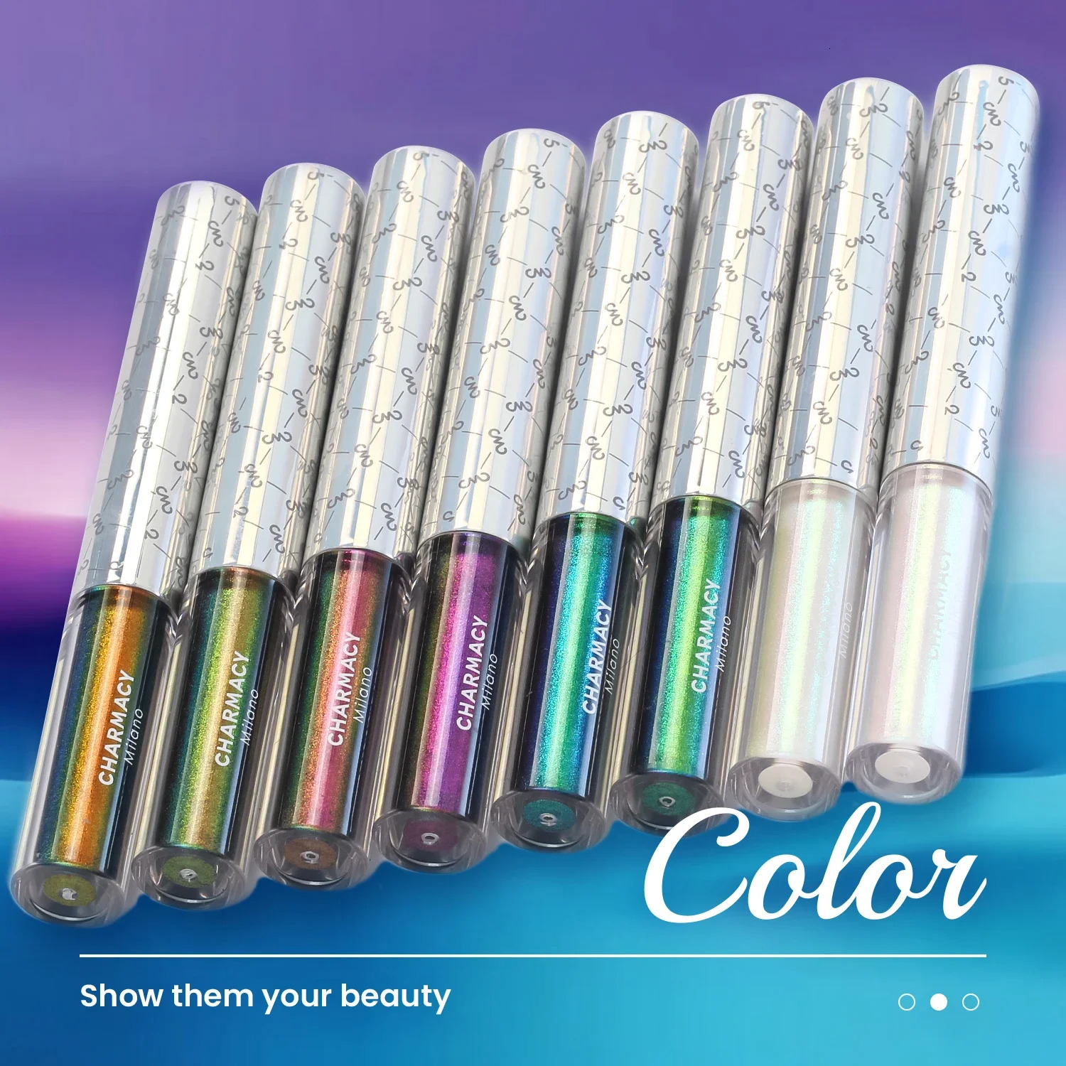 CHARMACY Multichrome Liquid Eyeliner Pen Glitter Waterproof Long-lasting High Pigment Smudge-proof Eye Liner Makeup for Women 250113