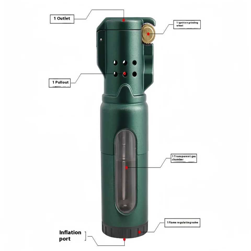NEW JOBON 3 Fire Jet Lighter Inflatable Windproof Wheel Lighter Metal Transparent Gas Chamber Cigar Gun Lighter Gifts For MenT250211