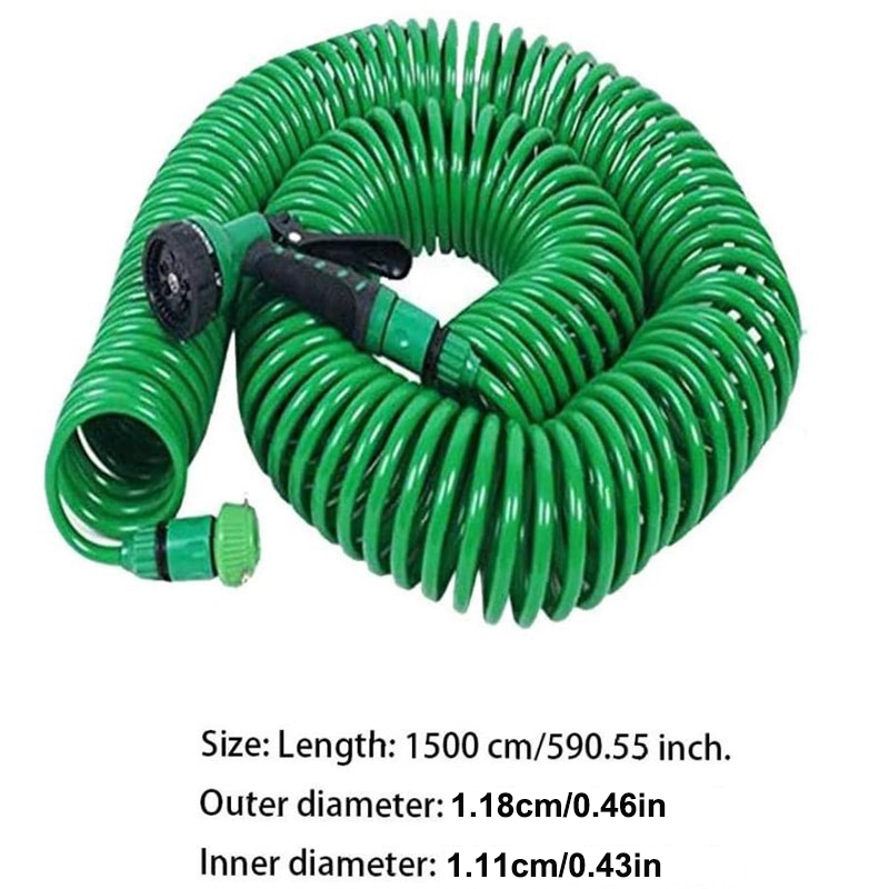 High-Quality 15 m Spiral Garden Hose Equipped with Multi-Purpose Nozzle for Optimal Landscaping Performance