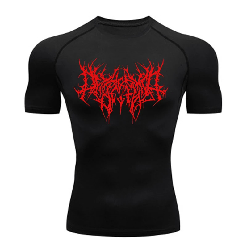 Y2K GYM Compression Tshirts Sport Workout Thorn Print T-shirts Mens Running Fitness Tight Summer Sportswear Top Tee 250211