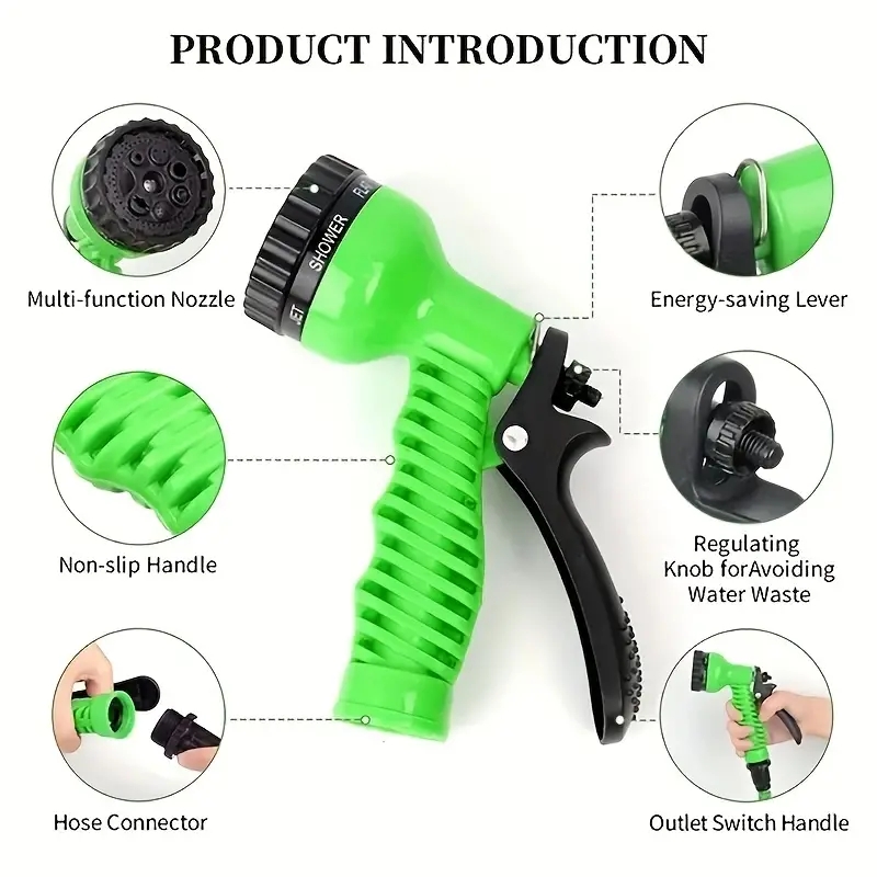 Heavy Duty Euro-US Compatible Magic Hose with Reinforced Design - Ideal for Vehicle Cleaning & Landscape Irrigation