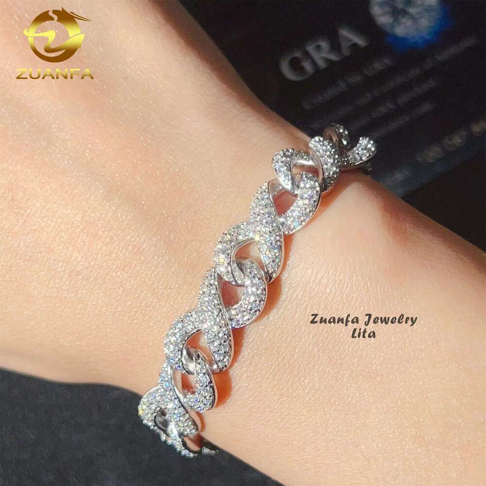 Factory Price High Quality Sterg Sier Hip Hop 10Mm Infinity Chain VVS Moissanite Cuban K Bracelet