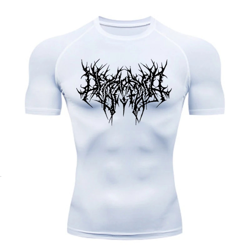 Y2K GYM Compression Tshirts Sport Workout Thorn Print T-shirts Mens Running Fitness Tight Summer Sportswear Top Tee 250211
