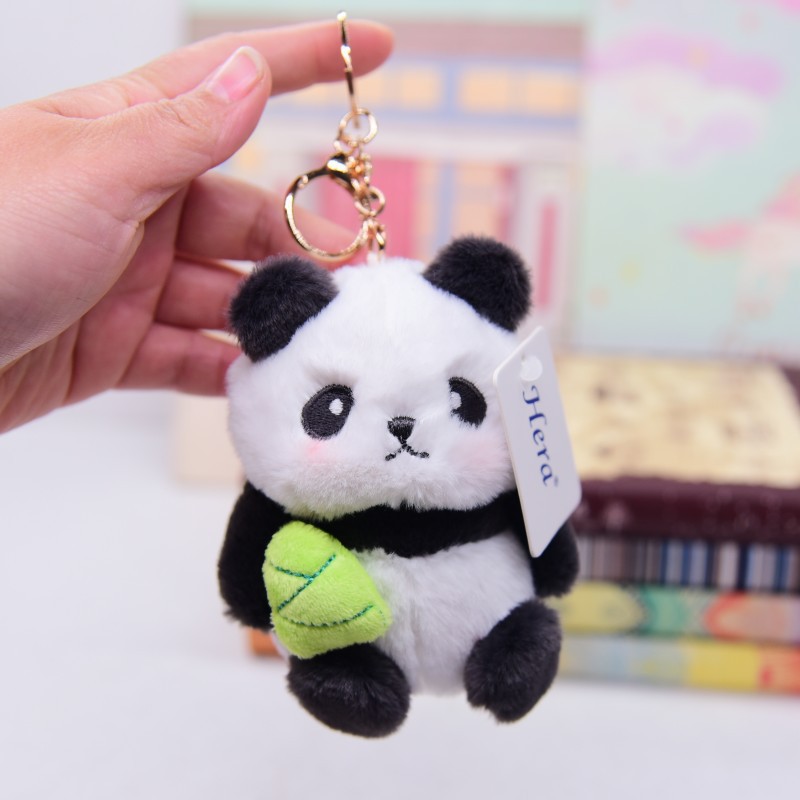 Adorable Plush Panda Keychain Cartoon Doll Couples Accessory for Bags