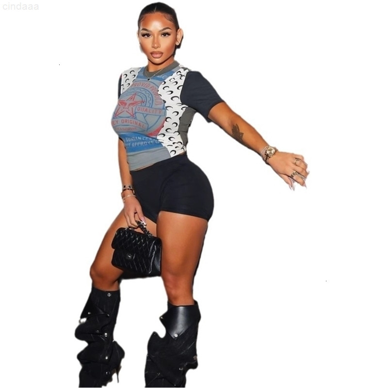 Women Tracksuits Two Pieces Set 2025 Spring New Street Fashion Positioning Printed Set