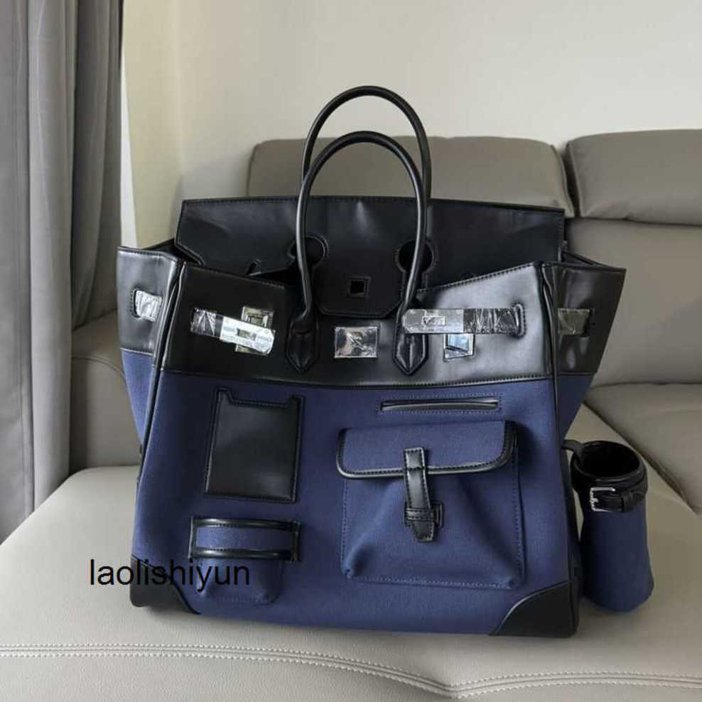 Designer Bag Hac40 Cargo Handbags Mens Handbags 40cm Tote Bag Unisex Travel Bags Cargo Canvas Handbag Large Capacity Genuine Leather Womens Bag Blue with Canv RKY2