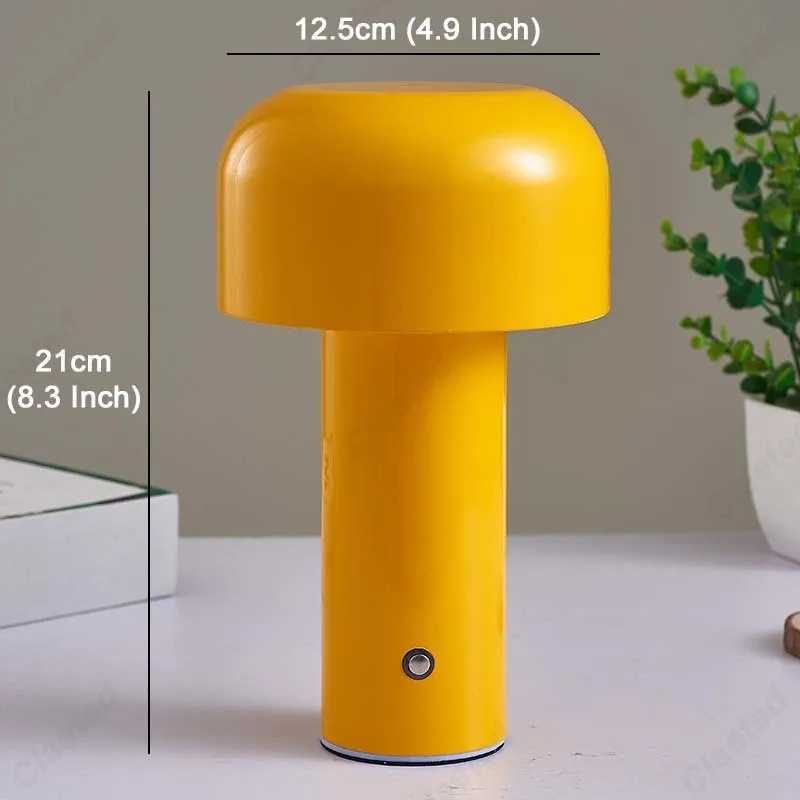 Italian Designer Mushroom Table Lamp Night Light Portable Cordless Touch Rechargeable Decor Lamp USB Bedside Lamp Desktop Lamp Z250211