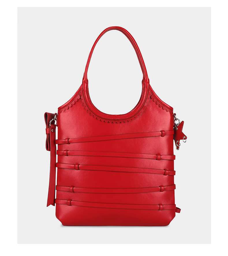 Women's Bags Designer's original SK2 bow tie strap handbag, women's red tote bag, large capacity commuting armpit shoulder bag