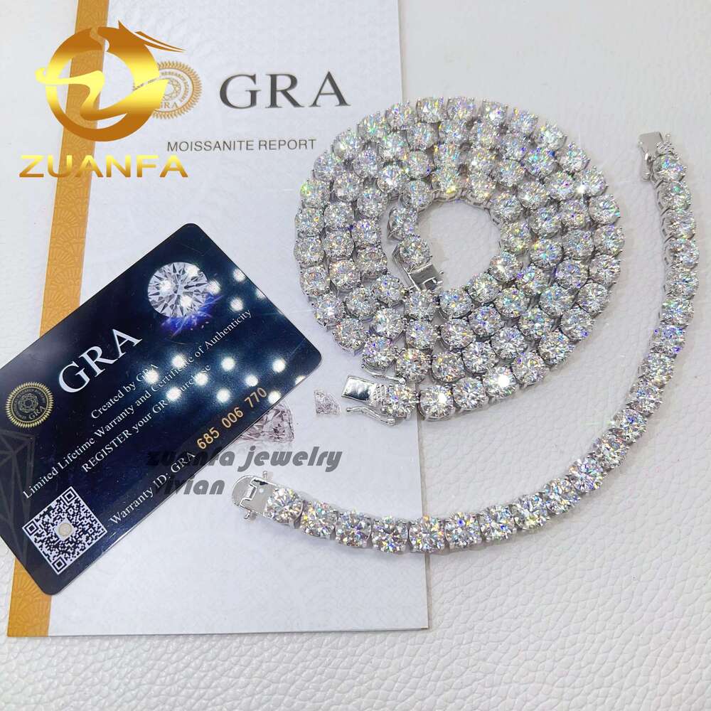 Fashion Jewelry Sterg Sier Dia Hip Hop 8Mm Moissanite Tennis Chain