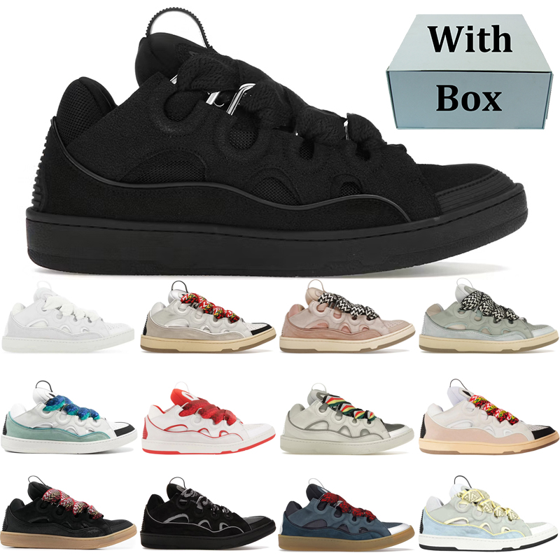 designer dress shoes curb mens sneakers women trainers Triple Black White Ivory Pink Blue Grey Luxury Leather shoe size 36-45 with box